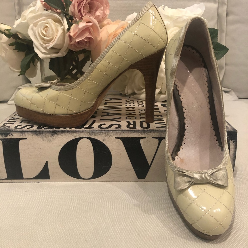 Patent Quilted Platform Heels
